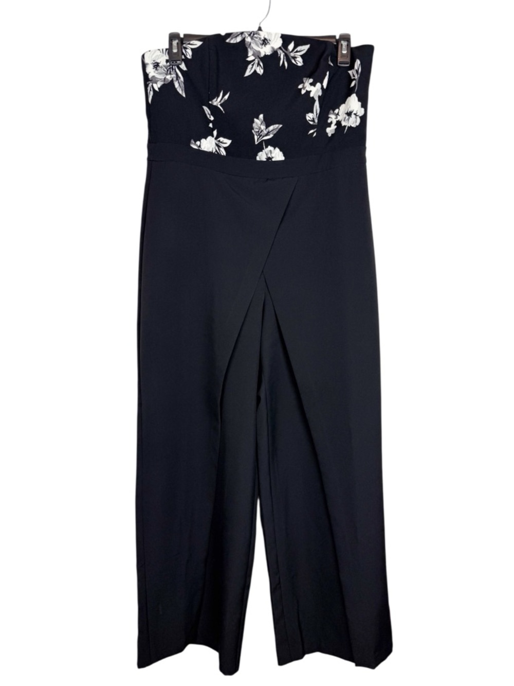 White House Black Market Floral Wide Leg Strapless Jumpsuit‎ Draped Size 14 - Picture 2 of 9